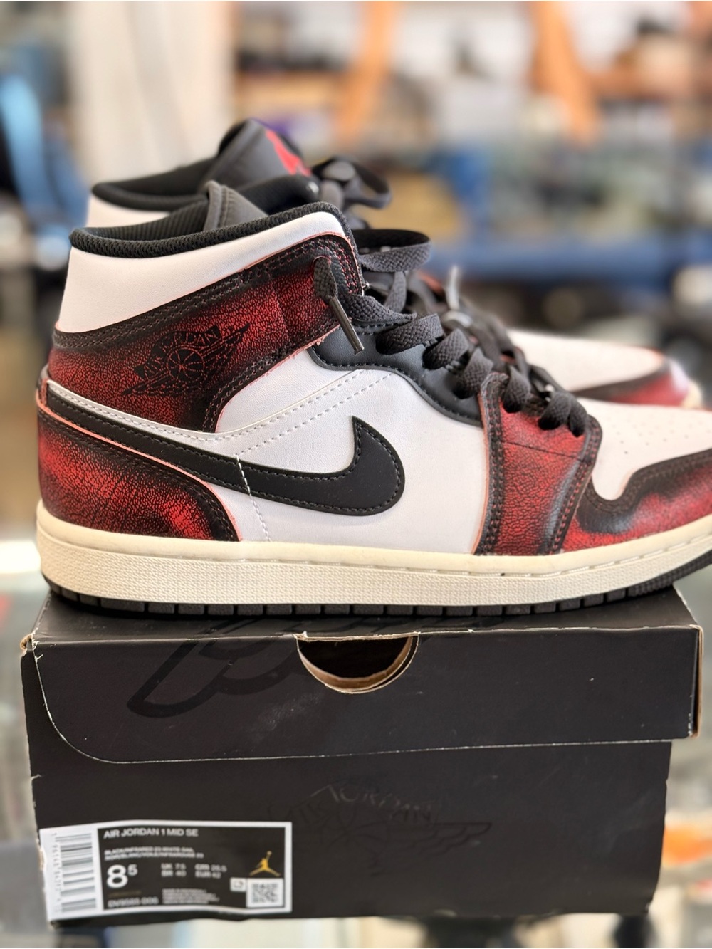 Jordan Retro High-Top Sneakers - White / Black / Red - Picture 3 of 5